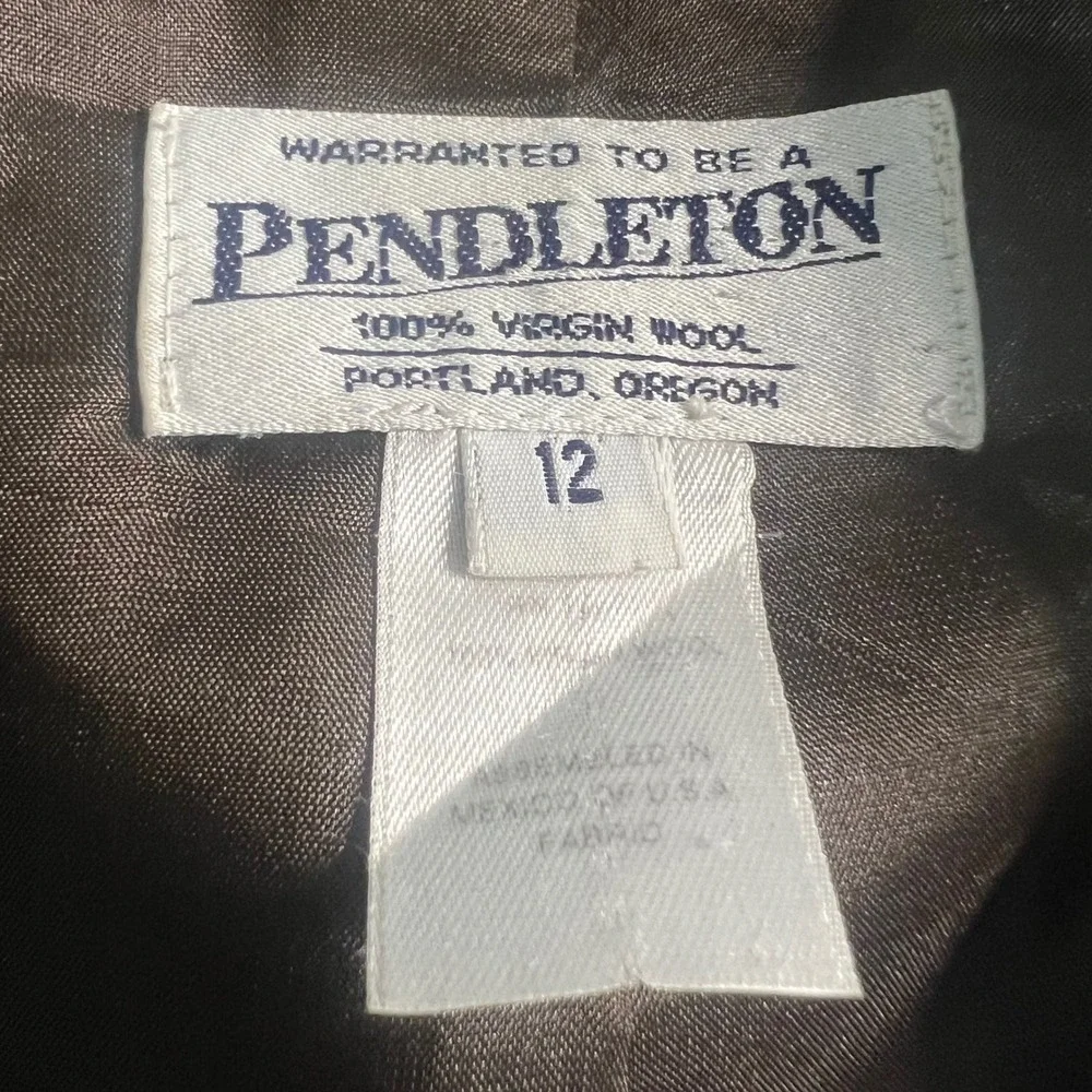 Pendleton Blazer Jacket Womens 12 Brown‎ 100% Virgin Wool 4 Button
